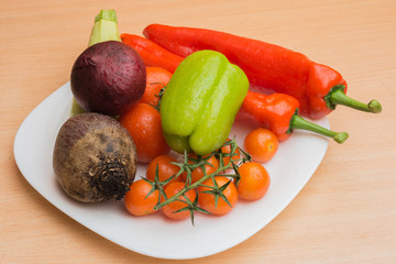 tomatoes, beets, peppers, onions