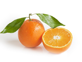 Fototapeta na wymiar Two orange mandarins