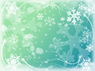 Fototapeta na wymiar winter background with snowflakes in blue