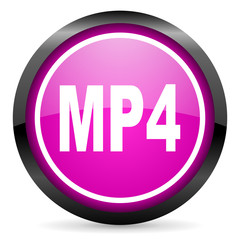 mp4 violet glossy icon on white background