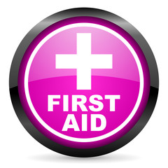first aid violet glossy icon on white background
