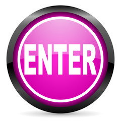 enter violet glossy icon on white background