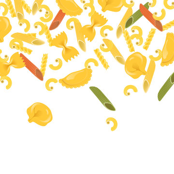 Vector Illustration of a Background with Various Pasta Types