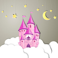 Illustration vectorielle d& 39 un château de princesse la nuit
