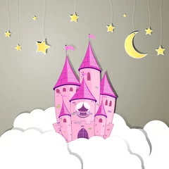 Cercles muraux Chateau Illustration vectorielle d& 39 un château de princesse la nuit