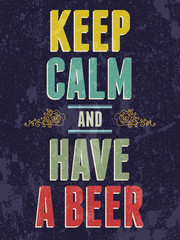 Restez calme et ayez une illustration vectorielle de typographie de bière.