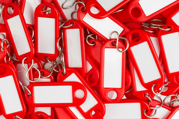 red colored key rings
