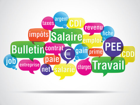 nuage de mots bulles : salaire travail