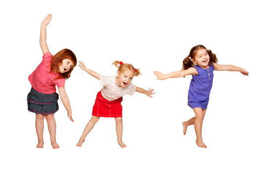 Happy little children dancing. Joyful party.