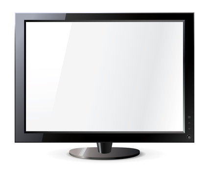 Computer display isolated on white. Frontal view