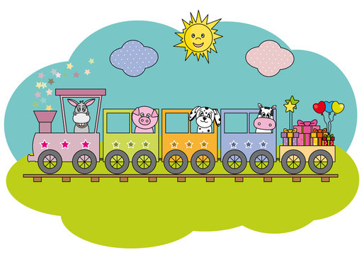 Tren infantil con los animales de la granja