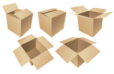 Cardboard boxes isolated on white background, vector