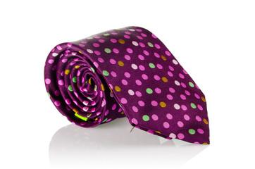 Elegant silk male tie ( necktie ) on white