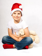 Boy with Santa Claus hat