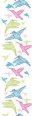 Colorful hummingbirds vector vertical seamless pattern ornament