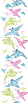 Colorful hummingbirds vector vertical seamless pattern ornament