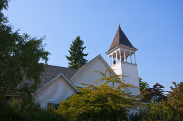 Church on Bainbridge Island across Puget Sound Seattle USA