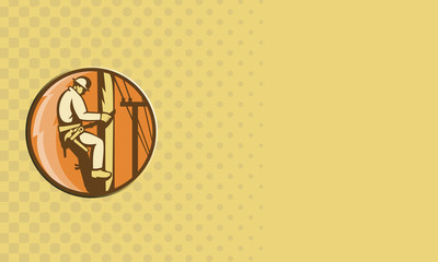 Electrician Climbing Utility Post