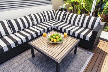 Outdoor lounge in summertime