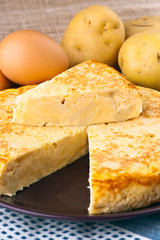 Eggs and potatoes. Omelette typical Spanish cuisine