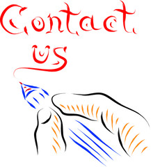 contact us hand and pen writing