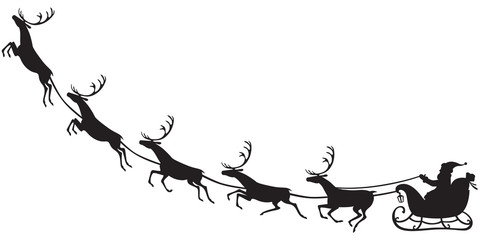 Santa Claus riding on a reindeer sleigh