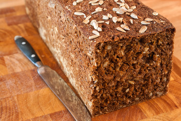 Black bread with sunflower seeds