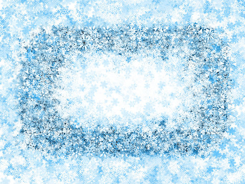 Frame , frosty snowflakes