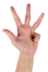 Hand showing number four