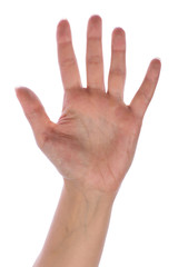 Hand showing number five
