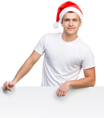 young man in a Santa Claus hat