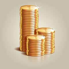 Concept Success in Business with Stack of Gold Coins