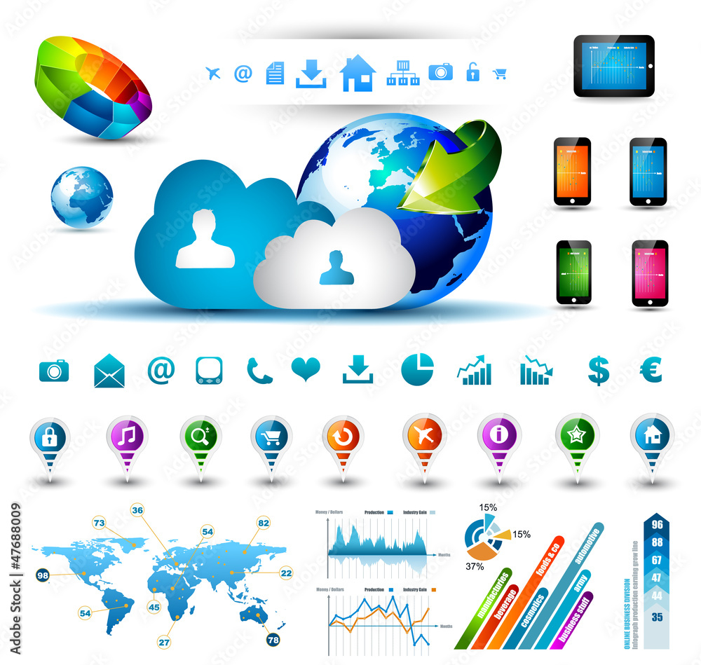 Poster infographic elements for cloud computing