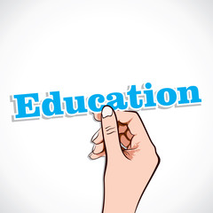 Education word in hand stock vector