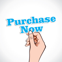 Purchase Now word in hand stock vector