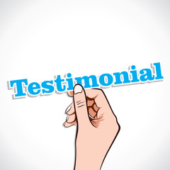 Testimonial word in hand stock vector