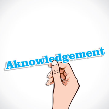 Acknowledgement word in hand stock vector
