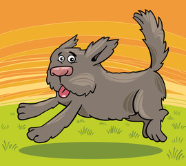 rennende ruige hond cartoon afbeelding