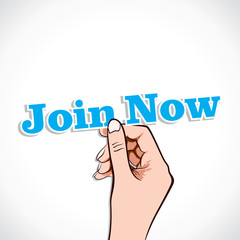 Join Now  word in hand stock vector