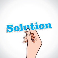 Solution word in hand stock vector