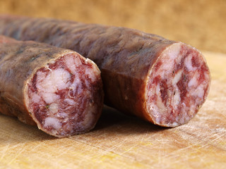 Spanish salami close up