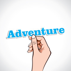Adventure word in hand stock vector