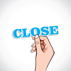 Close word in hand stock vector