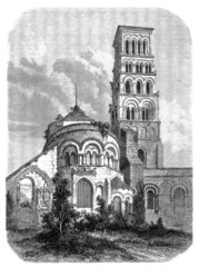 Medieval Cathedral - roman style - View : middle 19th century