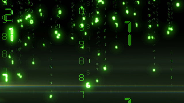 Flying through the falling numbers (like matrix). Looped.