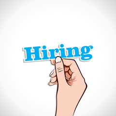 Hiring word in hand stock vector
