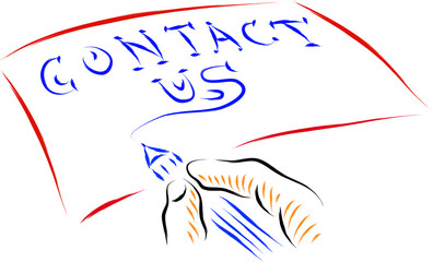 contact us hand and pen writing on paper