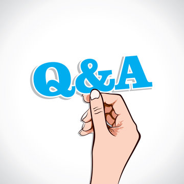 Q&A word in hand stock vector