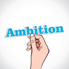 Ambition word in hand stock vector