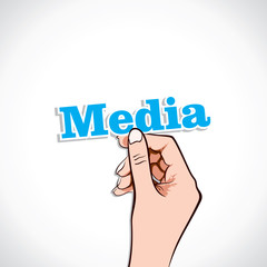 Media word in hand stock vector